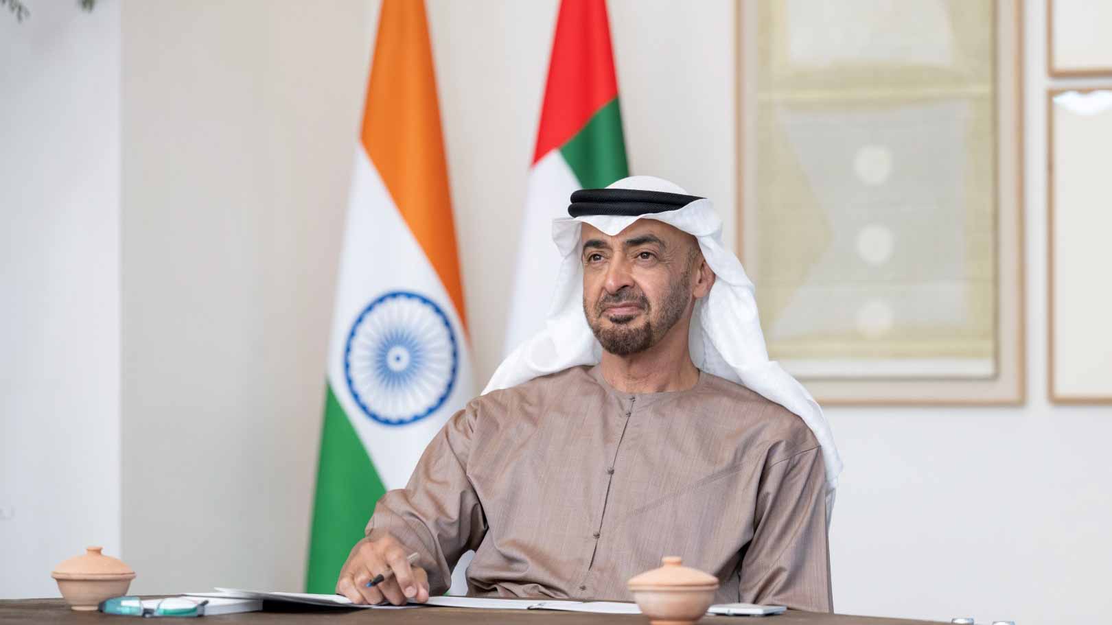 Image for the title: Mohamed bin Zayed, Indian PM witness signing of agreement  