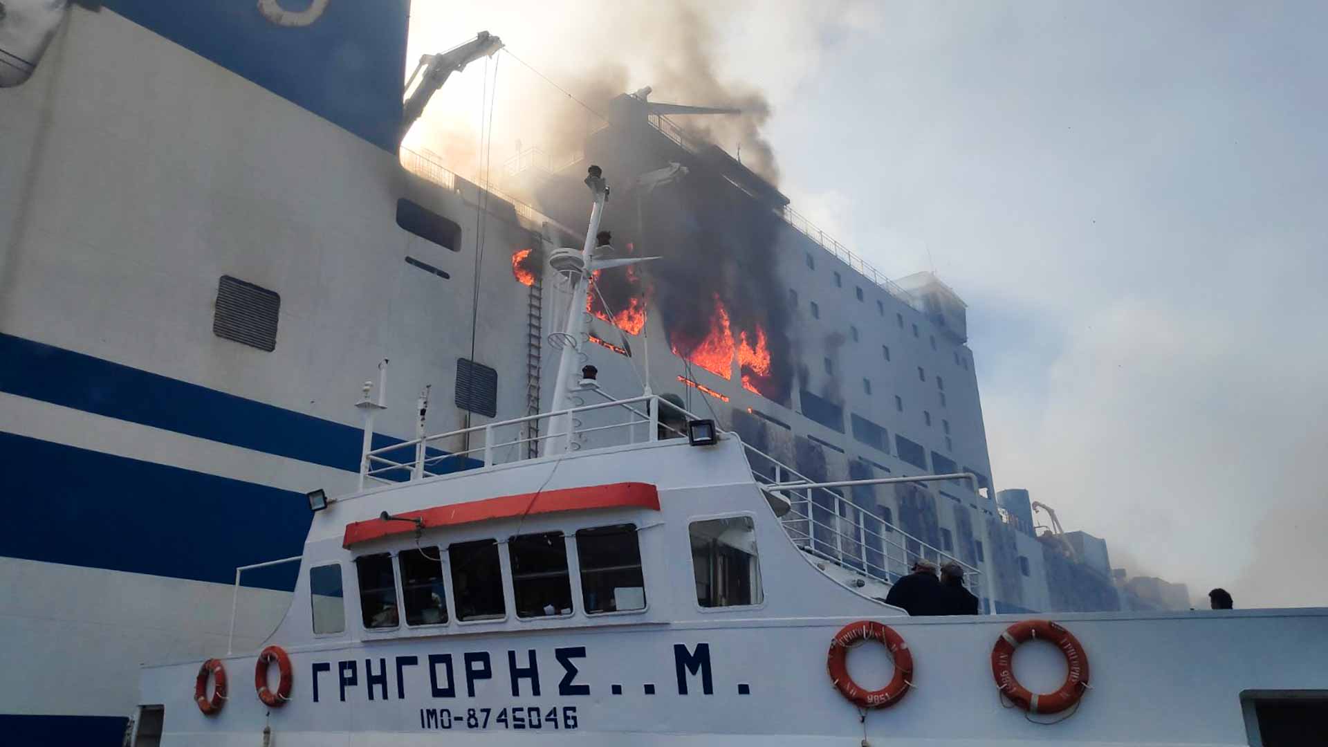 Image for the title: 12 missing after Greece ferry fire 