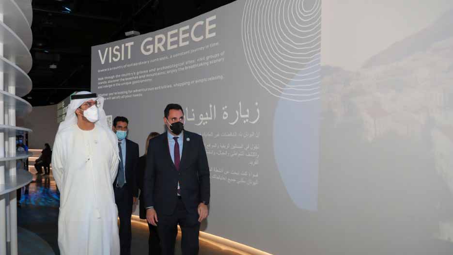 Image for the title: Al Jaber visits Greece Pavilion at Expo 2020 Dubai 