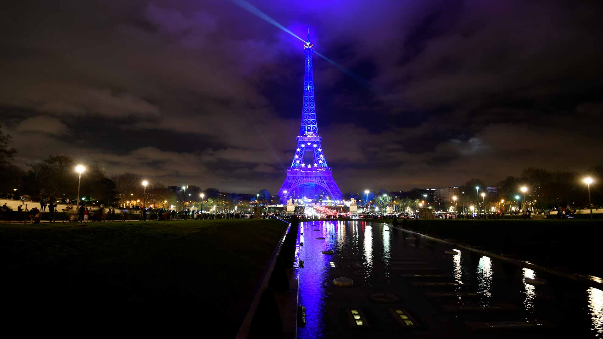 Image for the title: Paris lights up in blue for France's EU presidency 