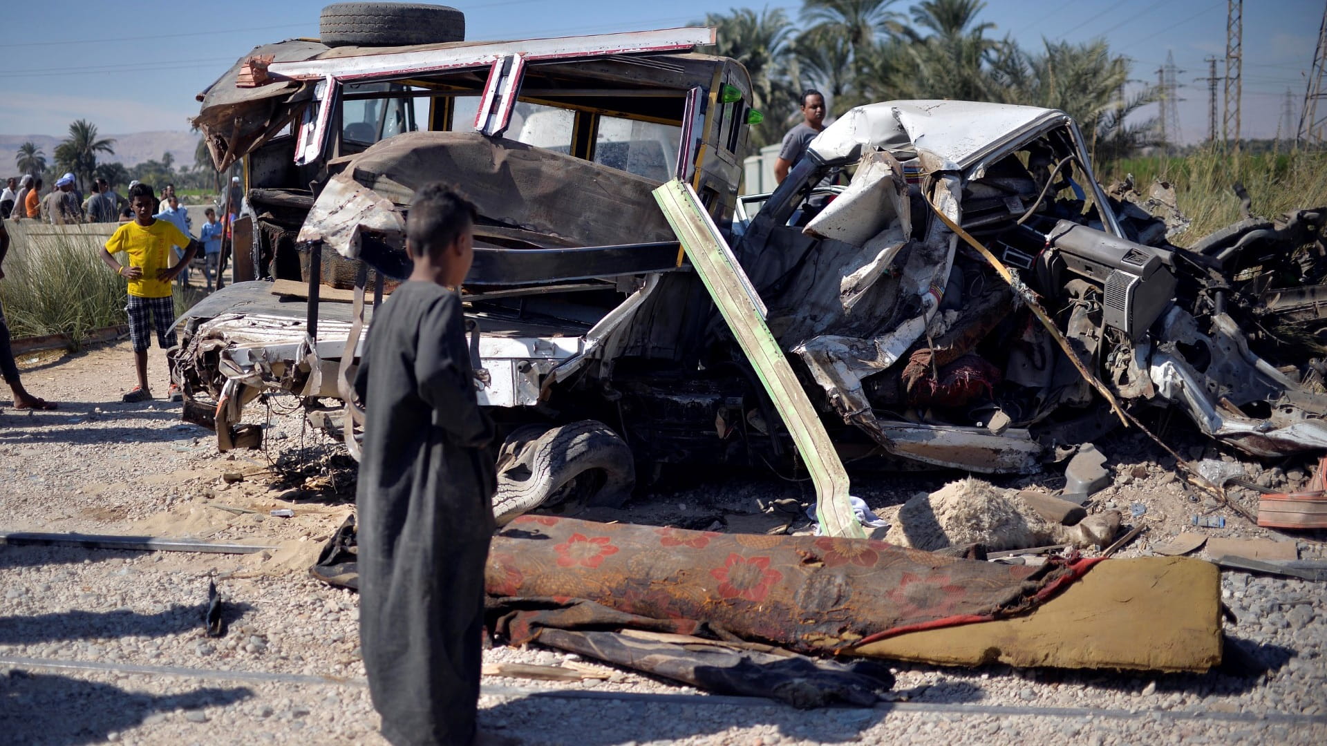 Image for the title: Fourteen killed in Egypt double bus crash 