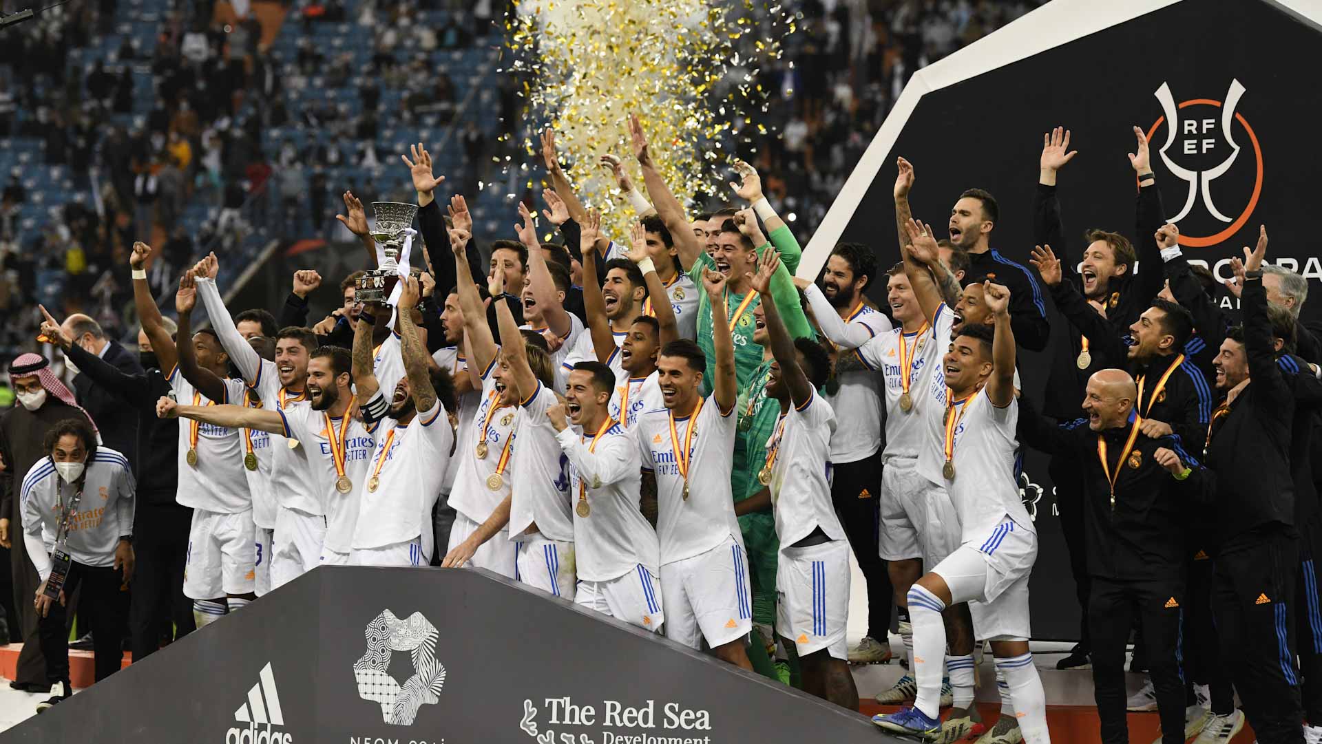 Image for the title: Real Madrid beat Athletic 2-0 to claim Super Cup title 