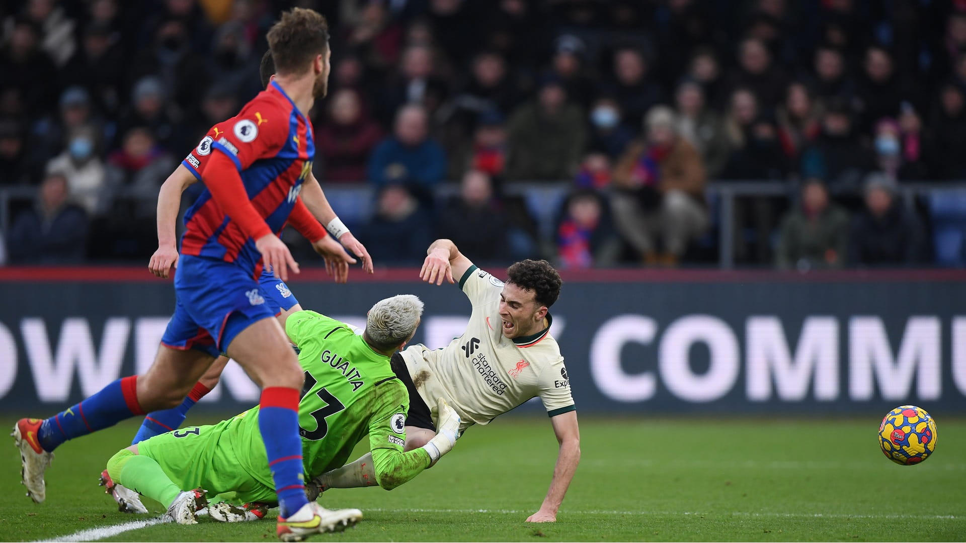 Image for the title: Liverpool beats Palace 3-1 to cut City’s lead to 9 points 