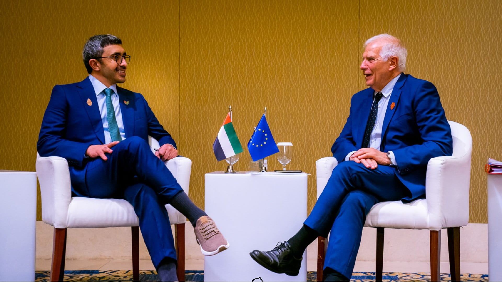 Image for the title: Abdullah bin Zayed meets EU official on sidelines of G20 meetings 