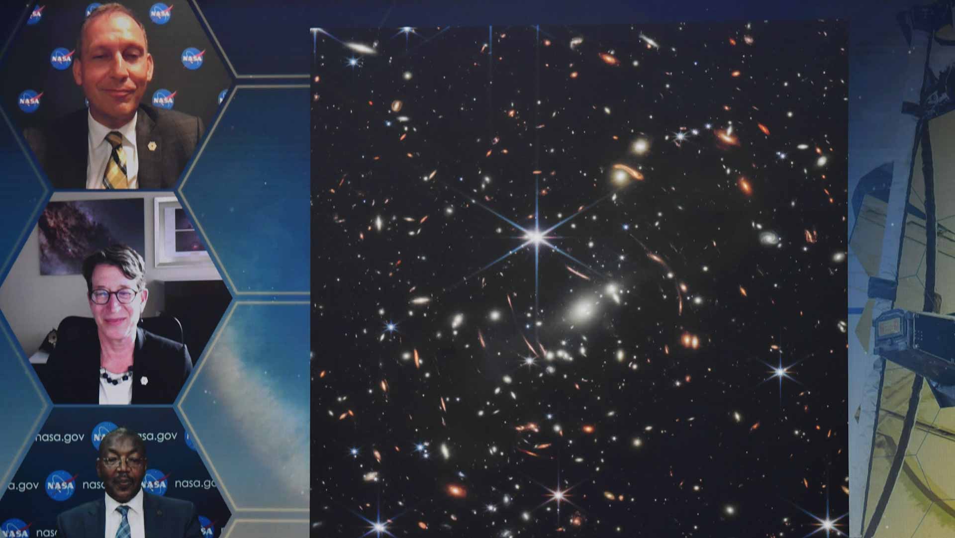 Image for the title: Webb telescope reveals deepest image of early universe 