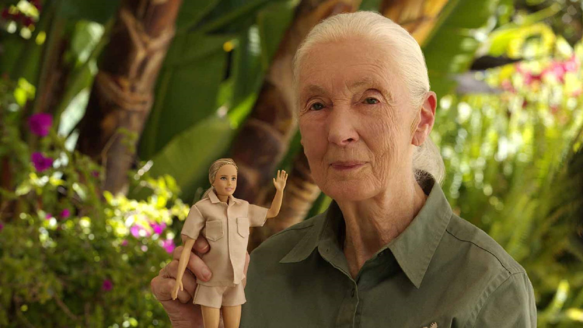Image for the title: Mattel unveils Jane Goodall Barbie, complete with chimp 
