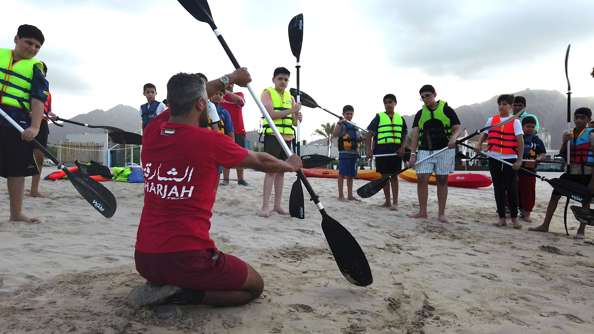 Image for the title: SIMSC launches its summer camp on Khorfakkan Beach 