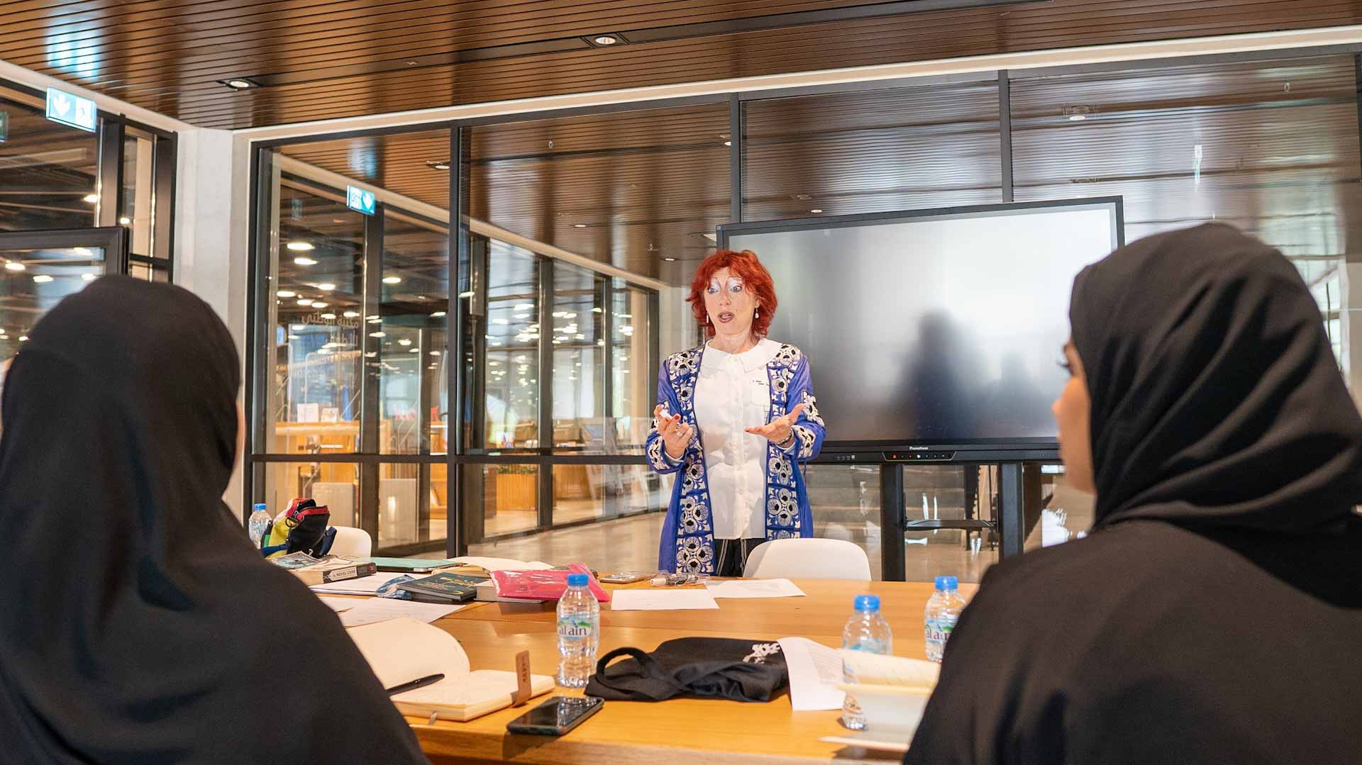 Image for the title: ‘Book Doctor’ Ella Berthoud leads UAEBBY Libraries workshop  