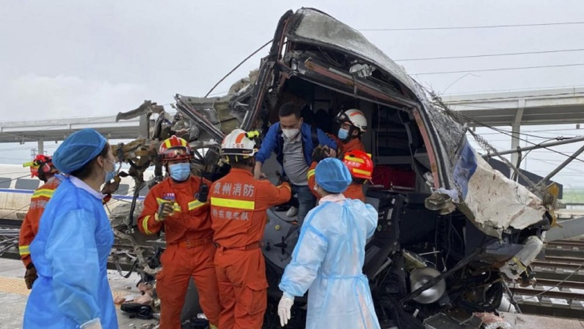 Image for the title: High-speed train derailment in China kills 1, injures 8 