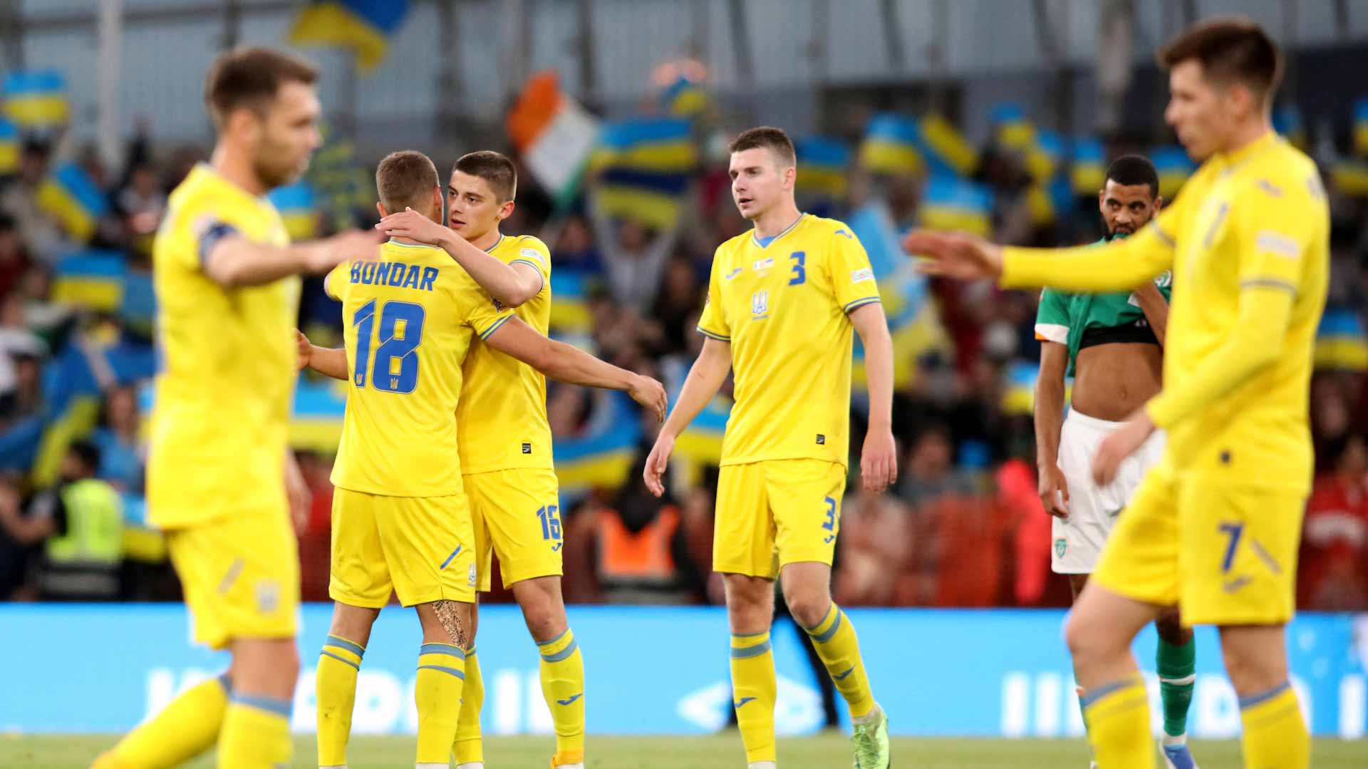 Image for the title: Ukraine beat Republic of Ireland after World Cup heartbreak 