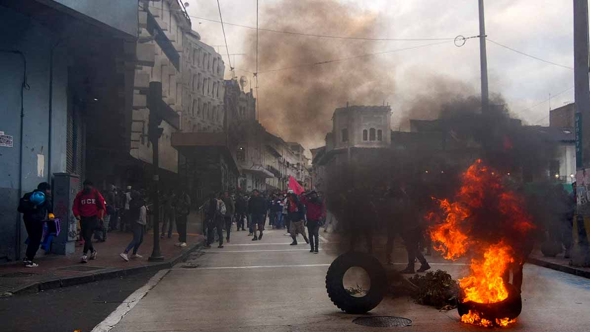 Image for the title: Protests block Ecuador roads to demand fuel price cuts 