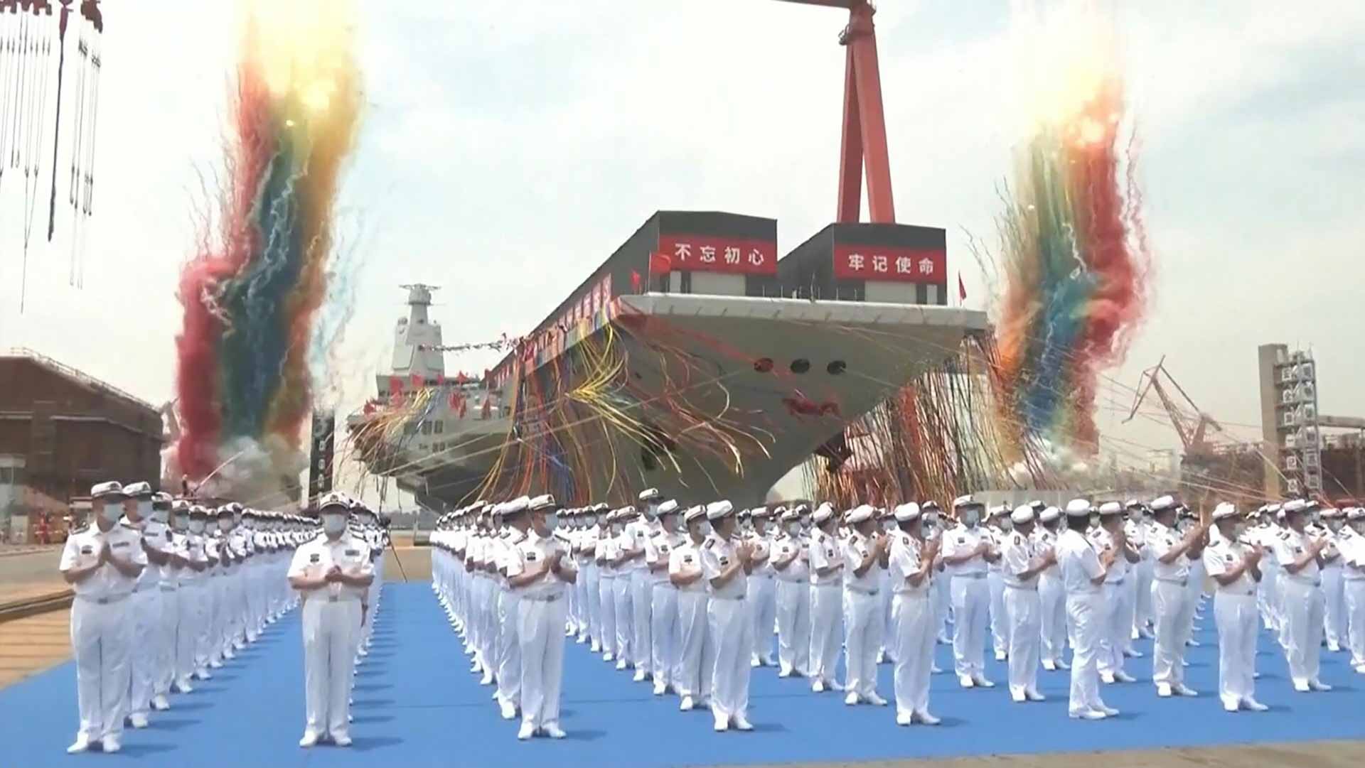 Image for the title: China launches third aircraft carrier in major military milestone 