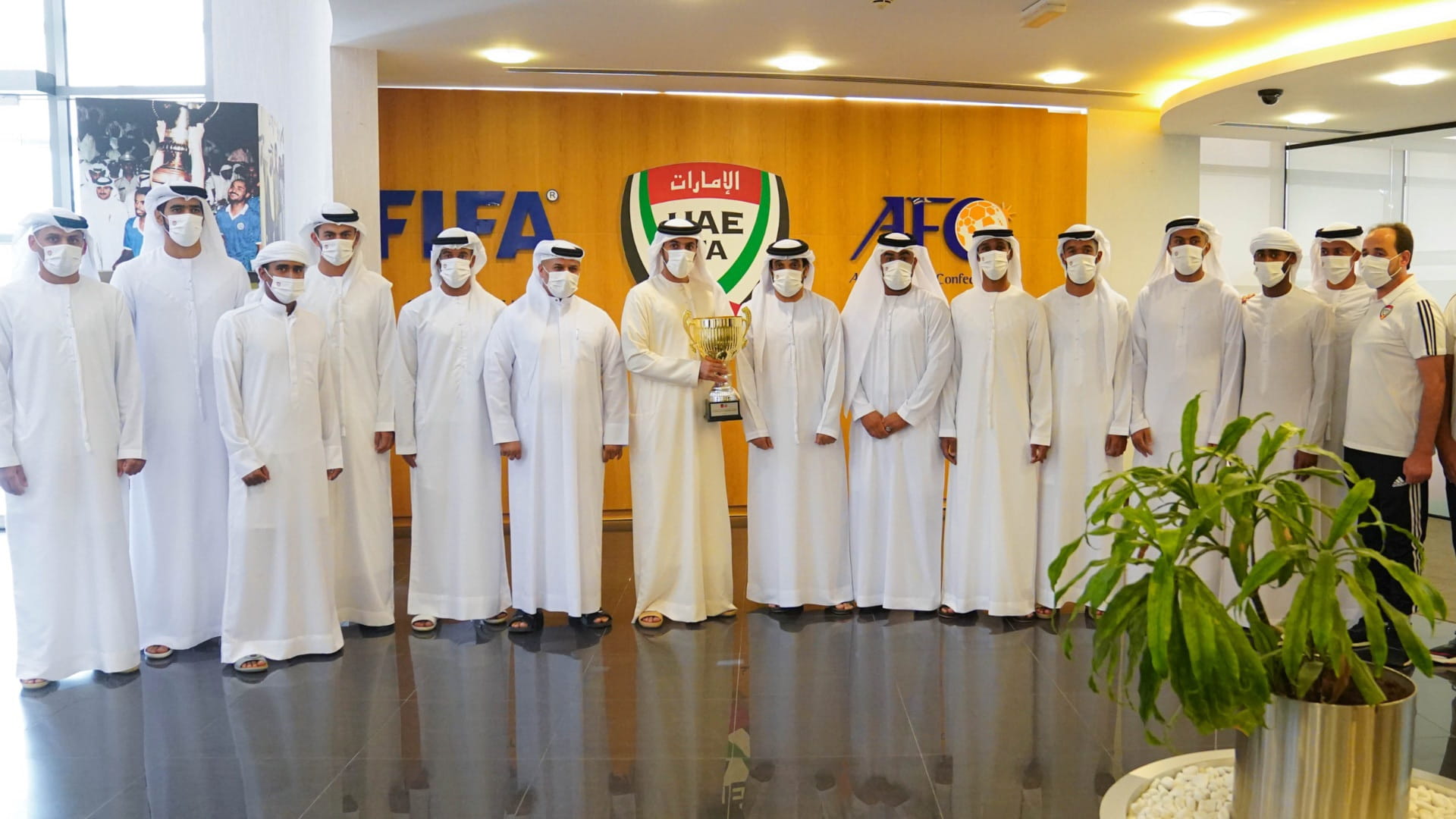 Image for the title: UAEFA Chairman meets members of beach soccer and e-sports teams 