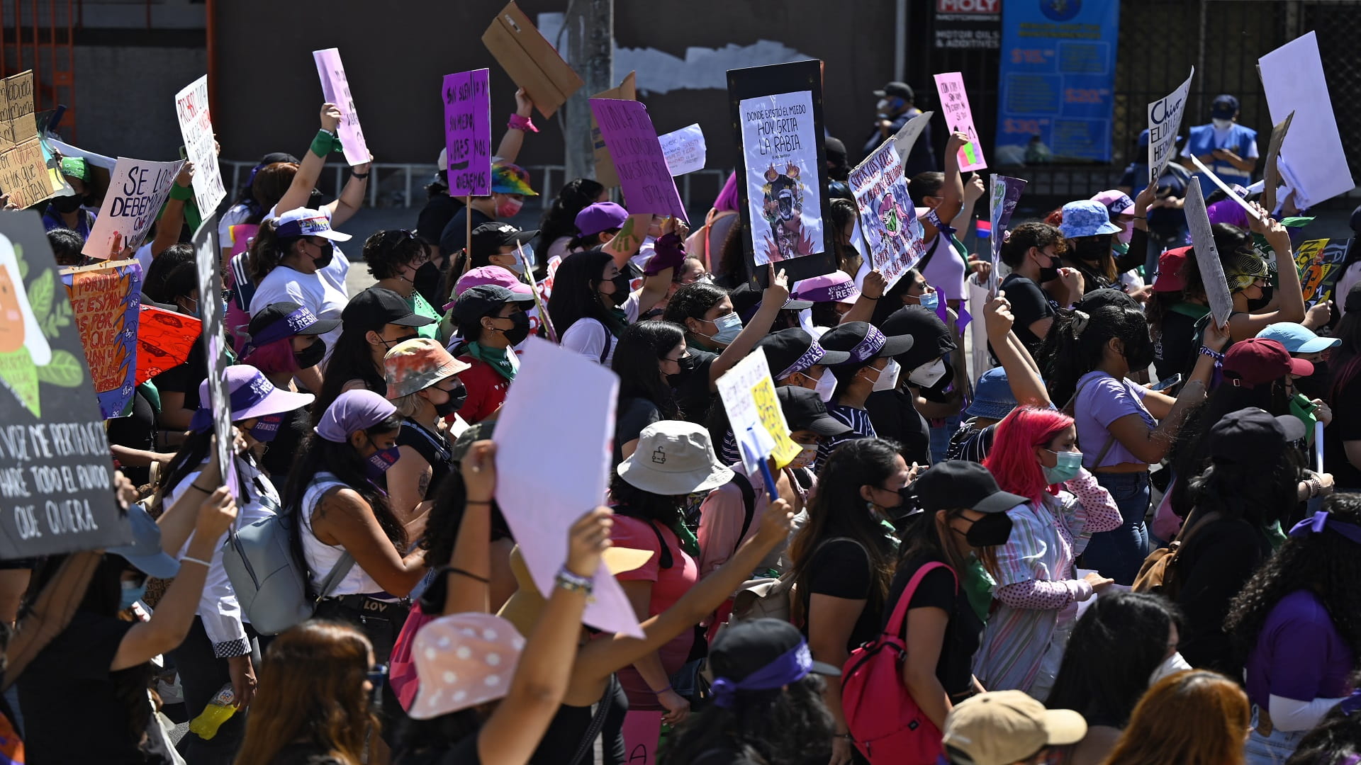 Image for the title: Thousands march in El Salvador to demand abortion rights 