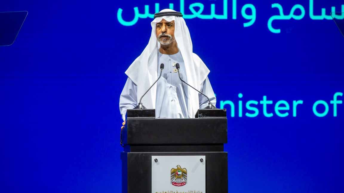 Image for the title: Nahyan bin Mubarak witnesses National Science,Technology Festival 