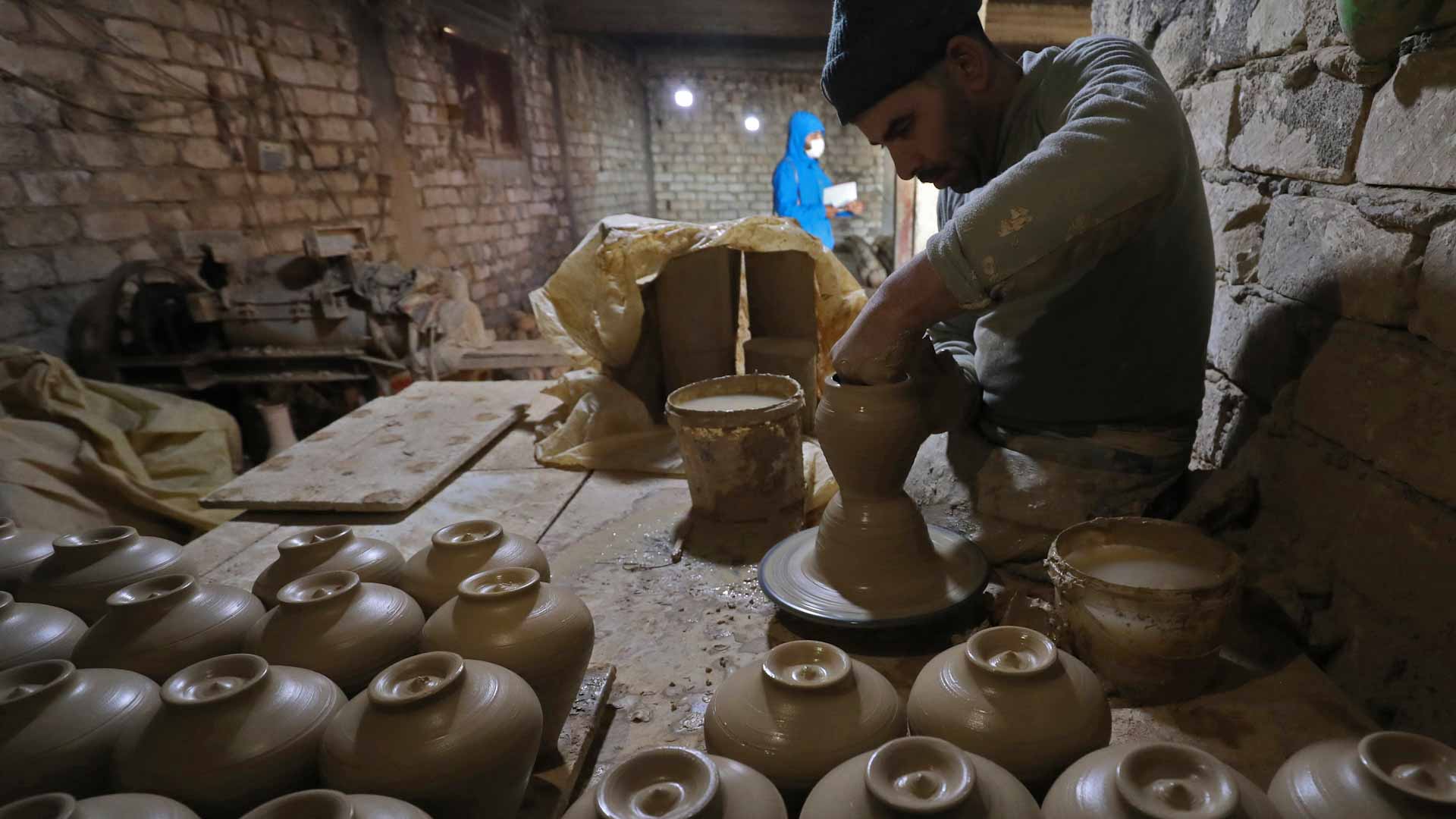 Image for the title: Struggling Libyan potters showcase wares online 