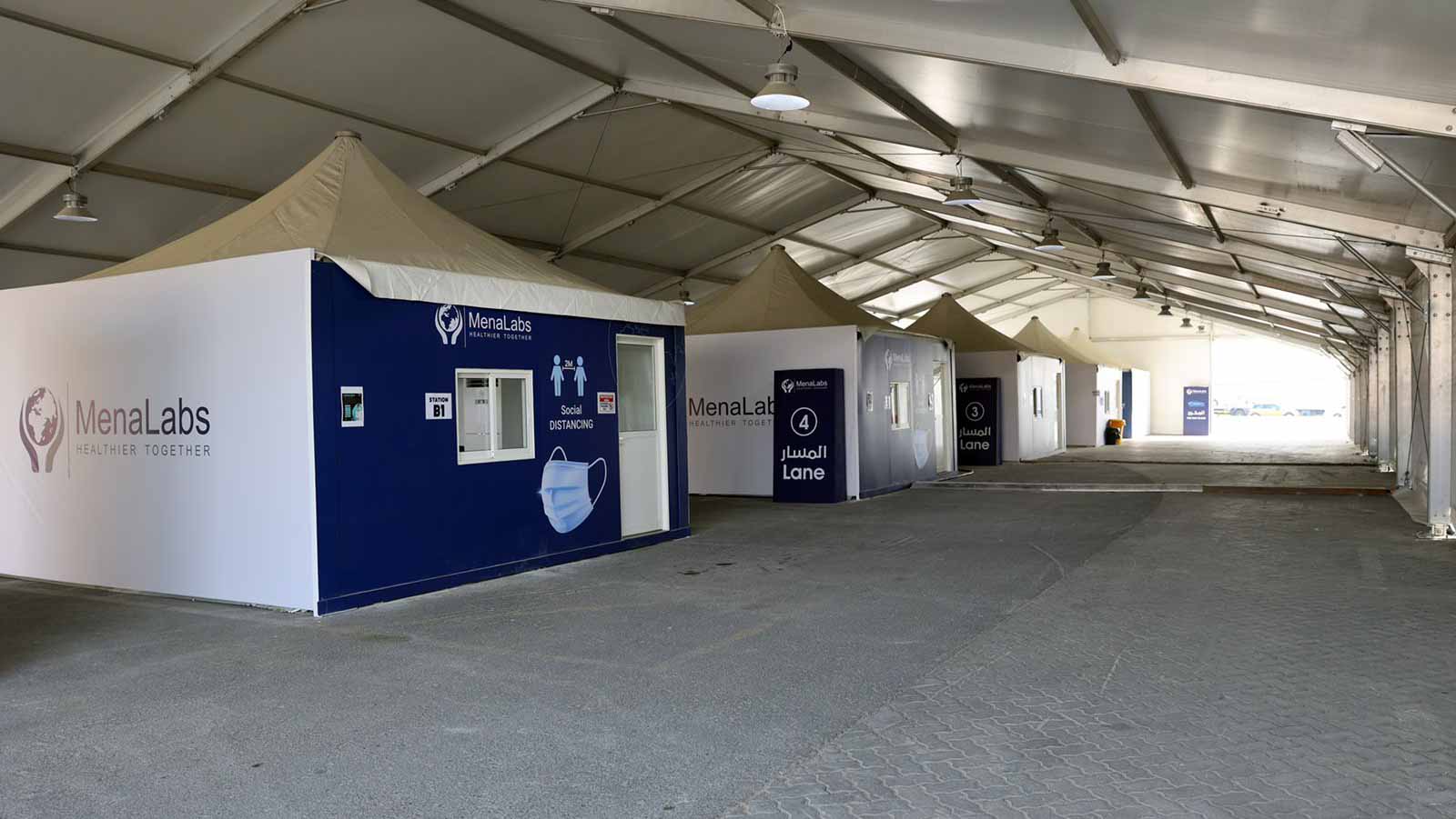 Image for the title: SM opens largest drive-through COVID-19 testing tent in Sharjah 