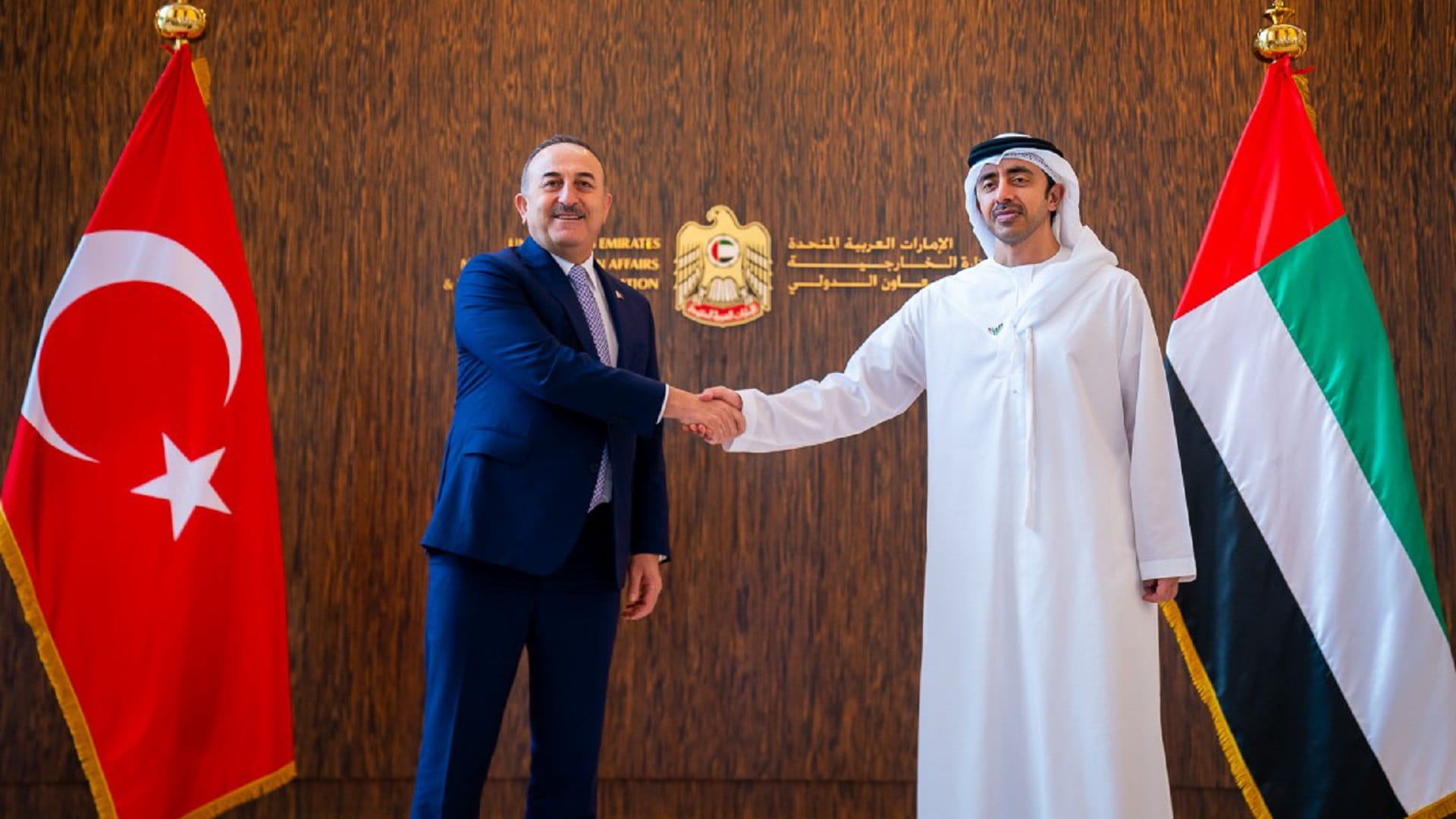 Image for the title: Abdullah bin Zayed receives Turkish FM 