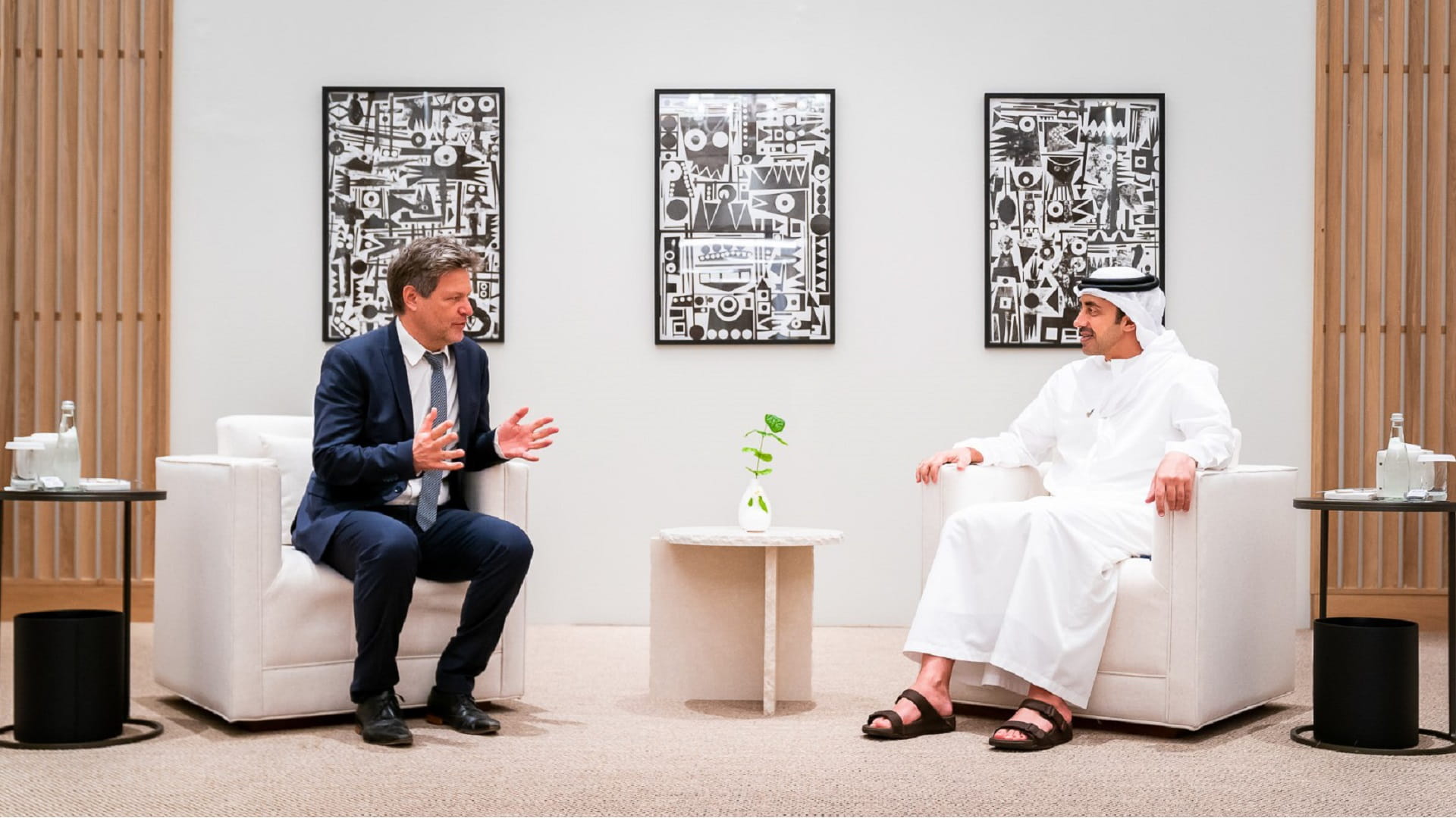 Image for the title: Abdullah bin Zayed meets German Vice Chancellor at Expo 2020  