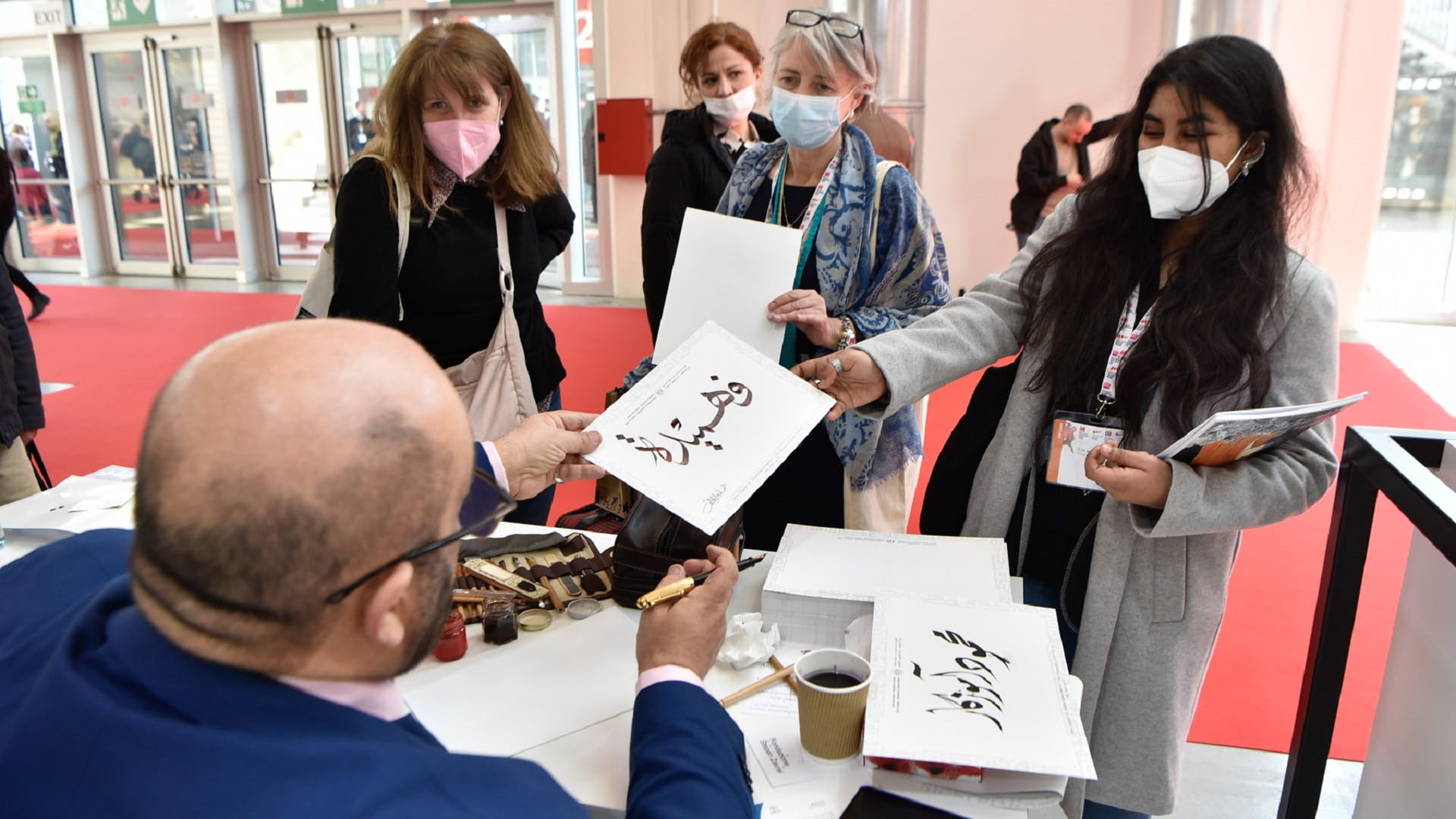 Image for the title: Beauty of Arabic calligraphy charm visitors at GoH pav. at BCBF 