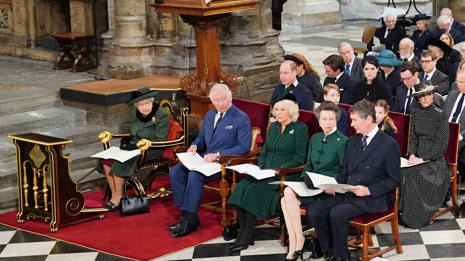 Image for the title: Queen Elizabeth and royals pay tribute to her late husband 