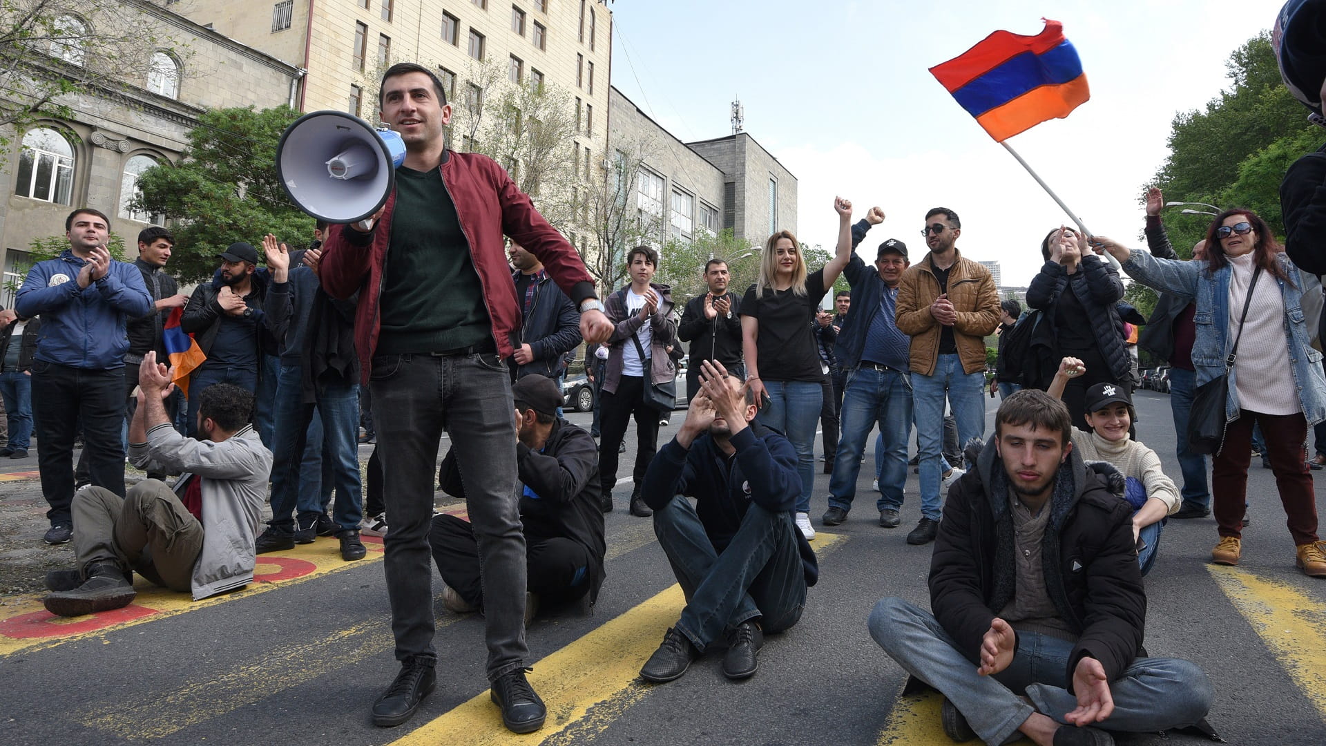 Image for the title: Armenia opposition resumes protests urging PM to quit 