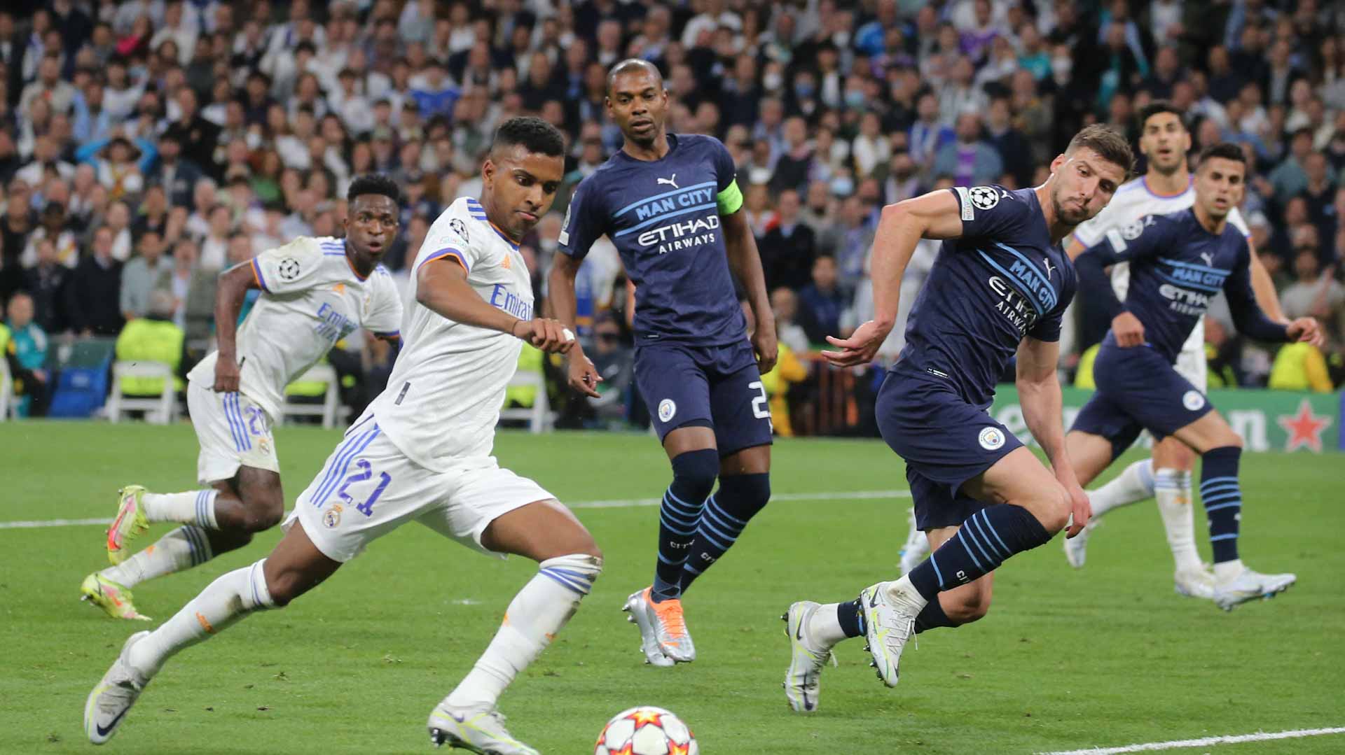 Image for the title: Real fight back from the brink to stun Man City 