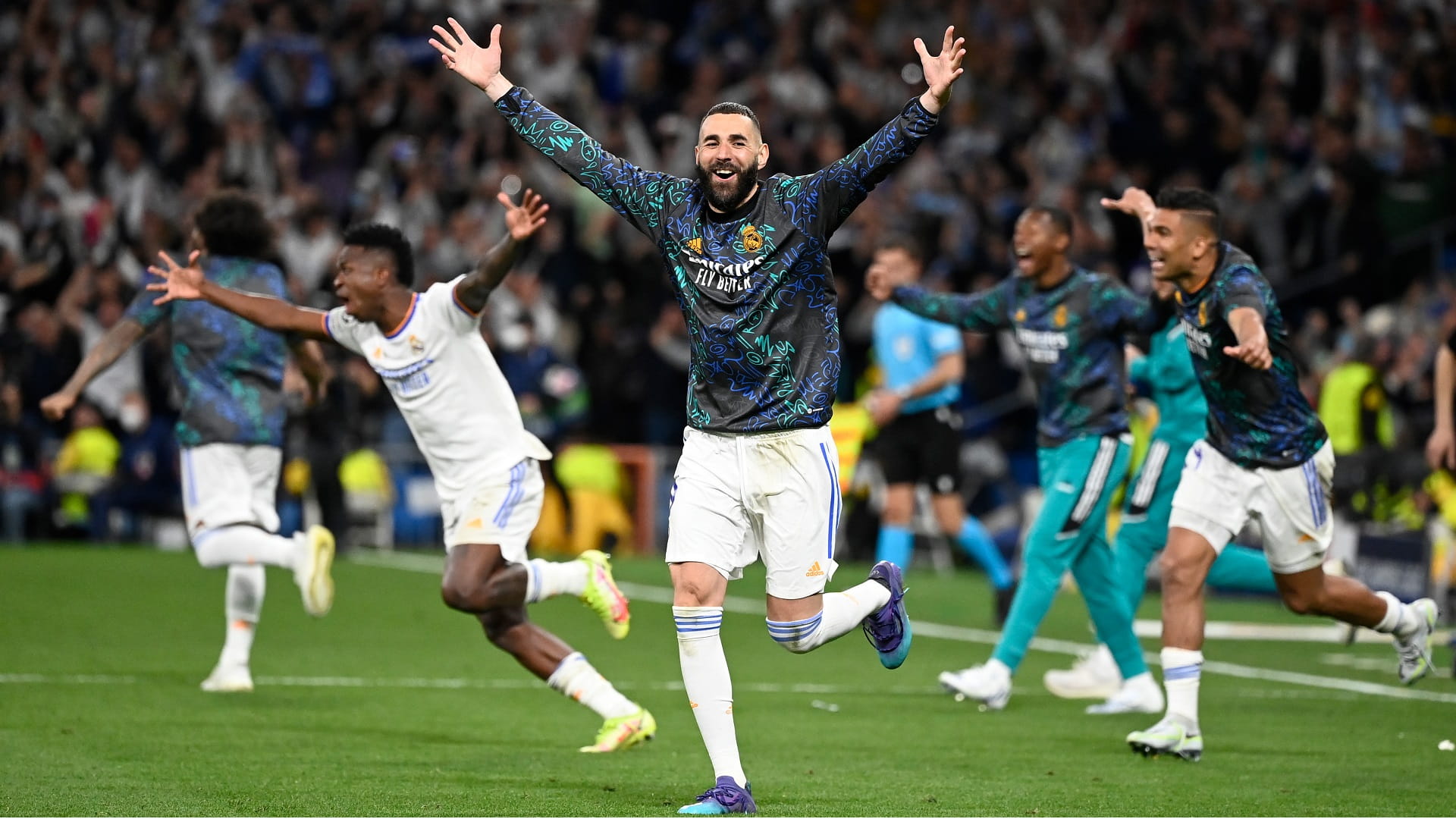 Image for the title: Real Madrid stun Man City to reach Champions League final 
