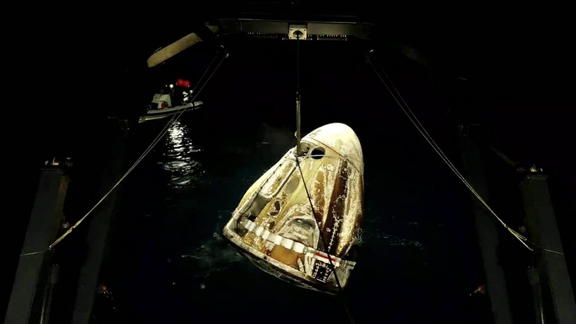 Image for the title: Astronaut crew returns to Earth after six months on ISS 