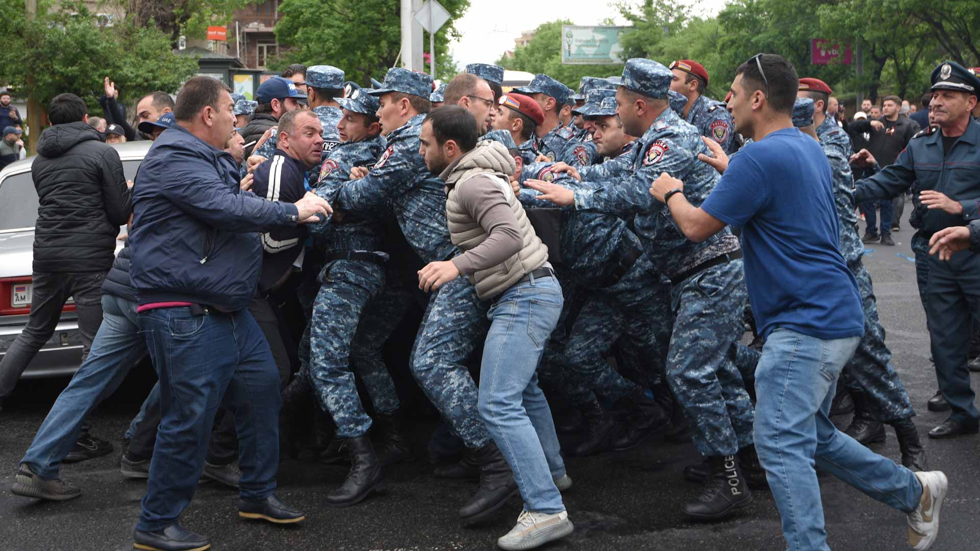 Image for the title: Armenia police detain 300 at anti-government protests 