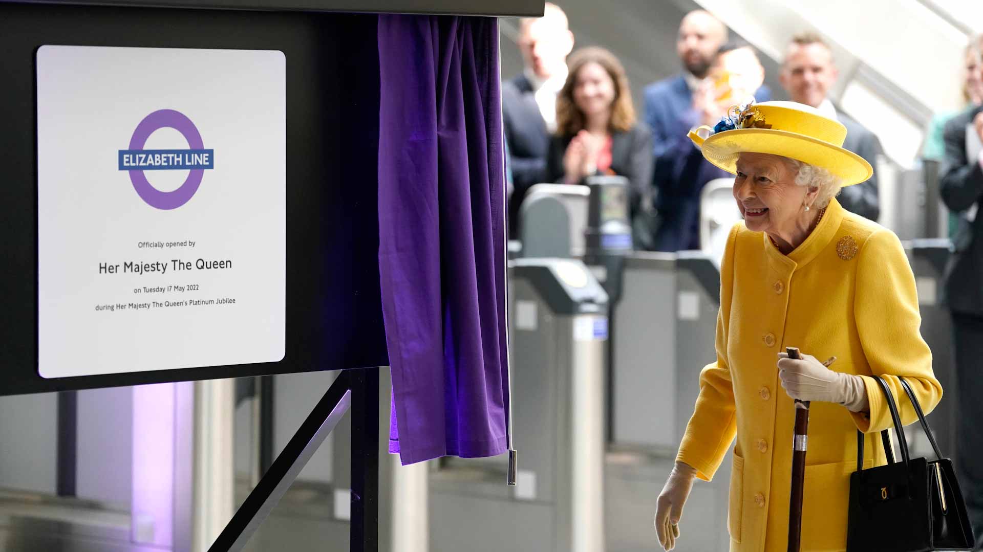 Image for the title: Queen Elizabeth II visits new Elizabeth railway line 
