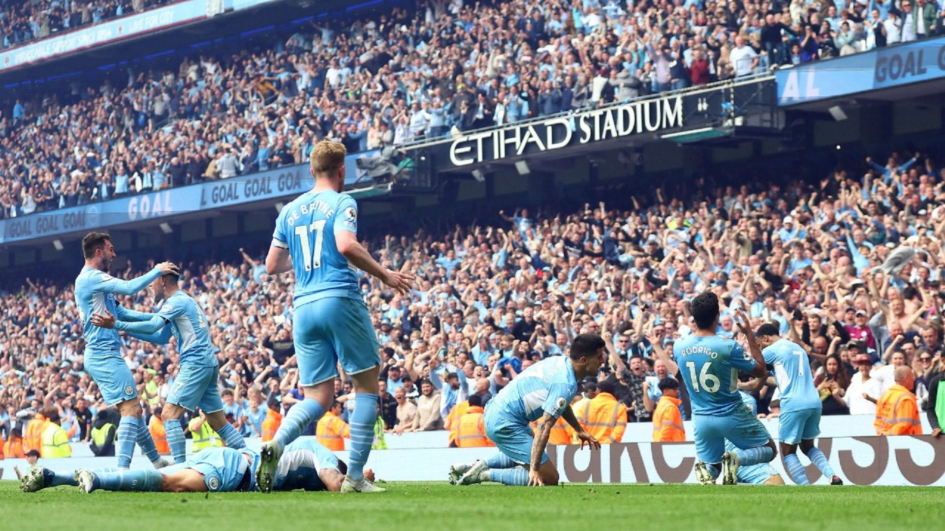 Image for the title: Man City win fourth Premier League in five years on final day 