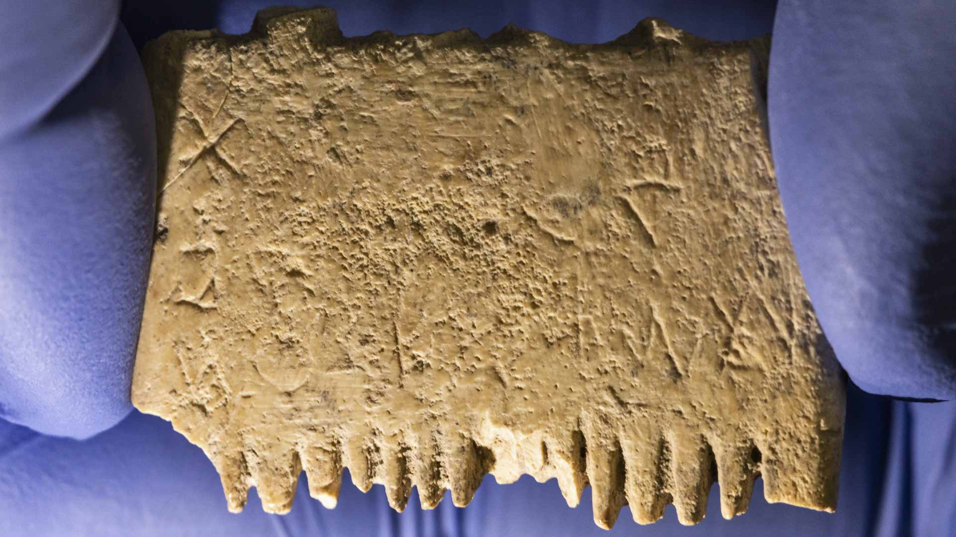 Image for the title: Rare Canaanite inscription found on ivory comb in Israel 