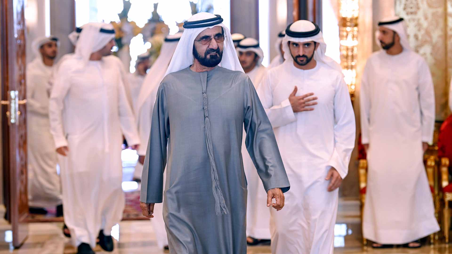 Image for the title: Mohammed bin Rashid receives local dignitaries in Zabeel Palace 