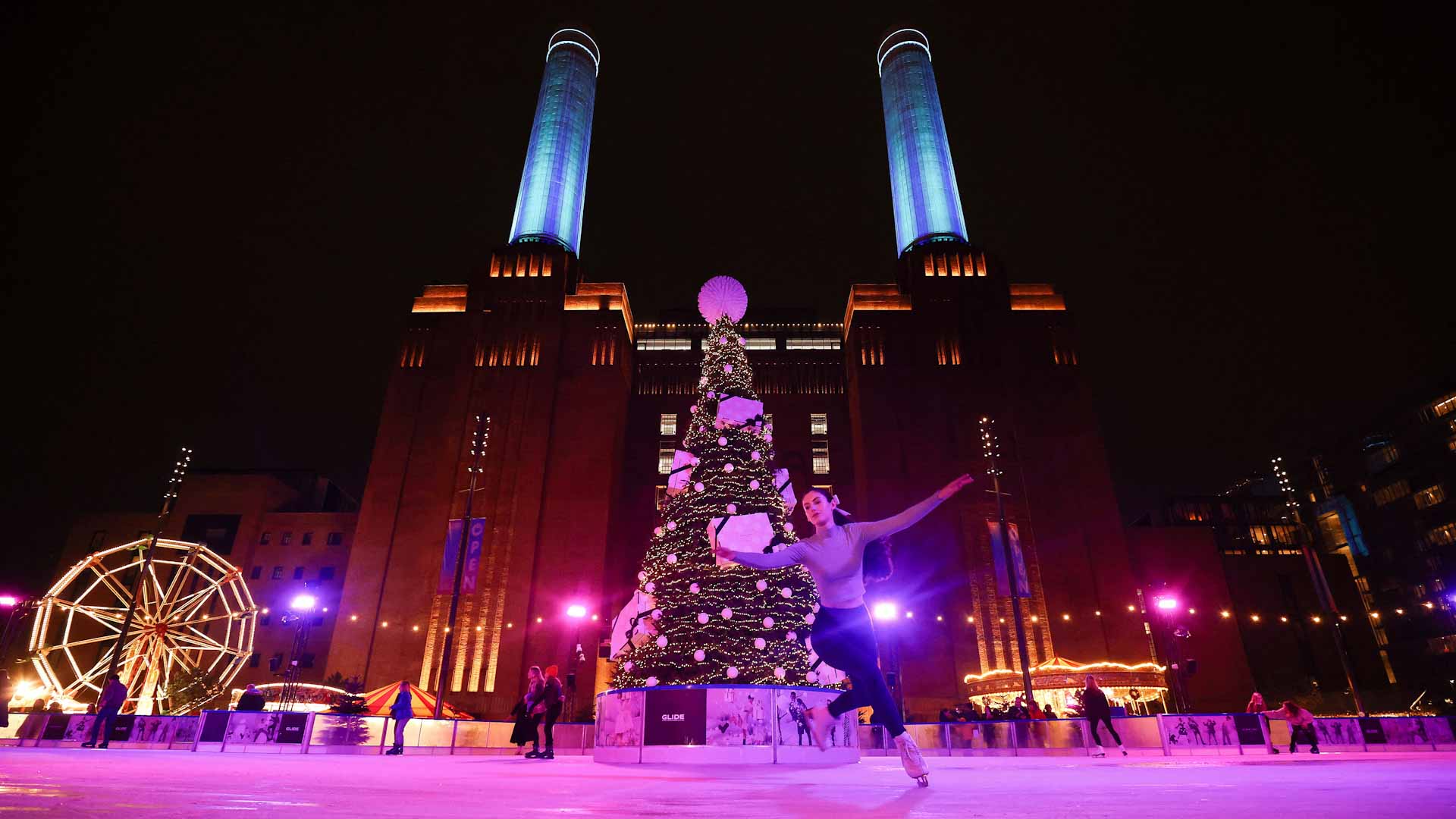 Image for the title: London's Battersea Power Station debuts ice rink 