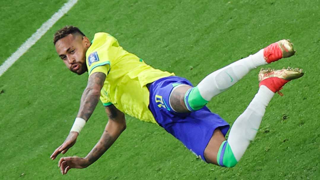 Image for the title: Neymar out of Brazil's next World Cup match with ankle injury 