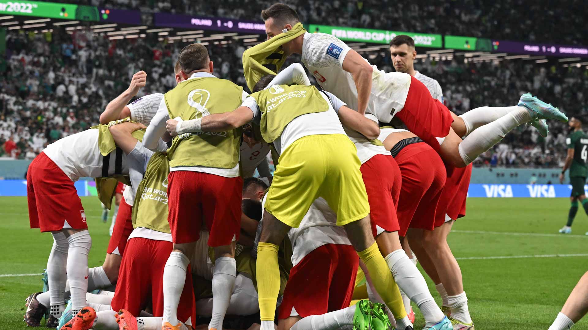 Image for the title: Poland beat Saudi Arabia 2-0 at World Cup 