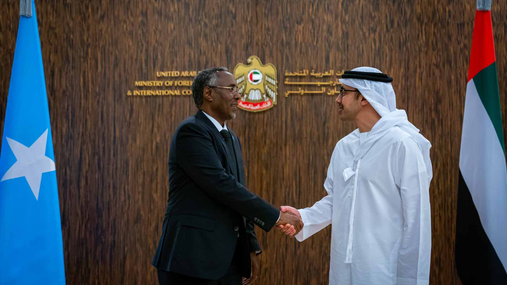 Image for the title: Abdullah bin Zayed receives Somalia's foreign minister 