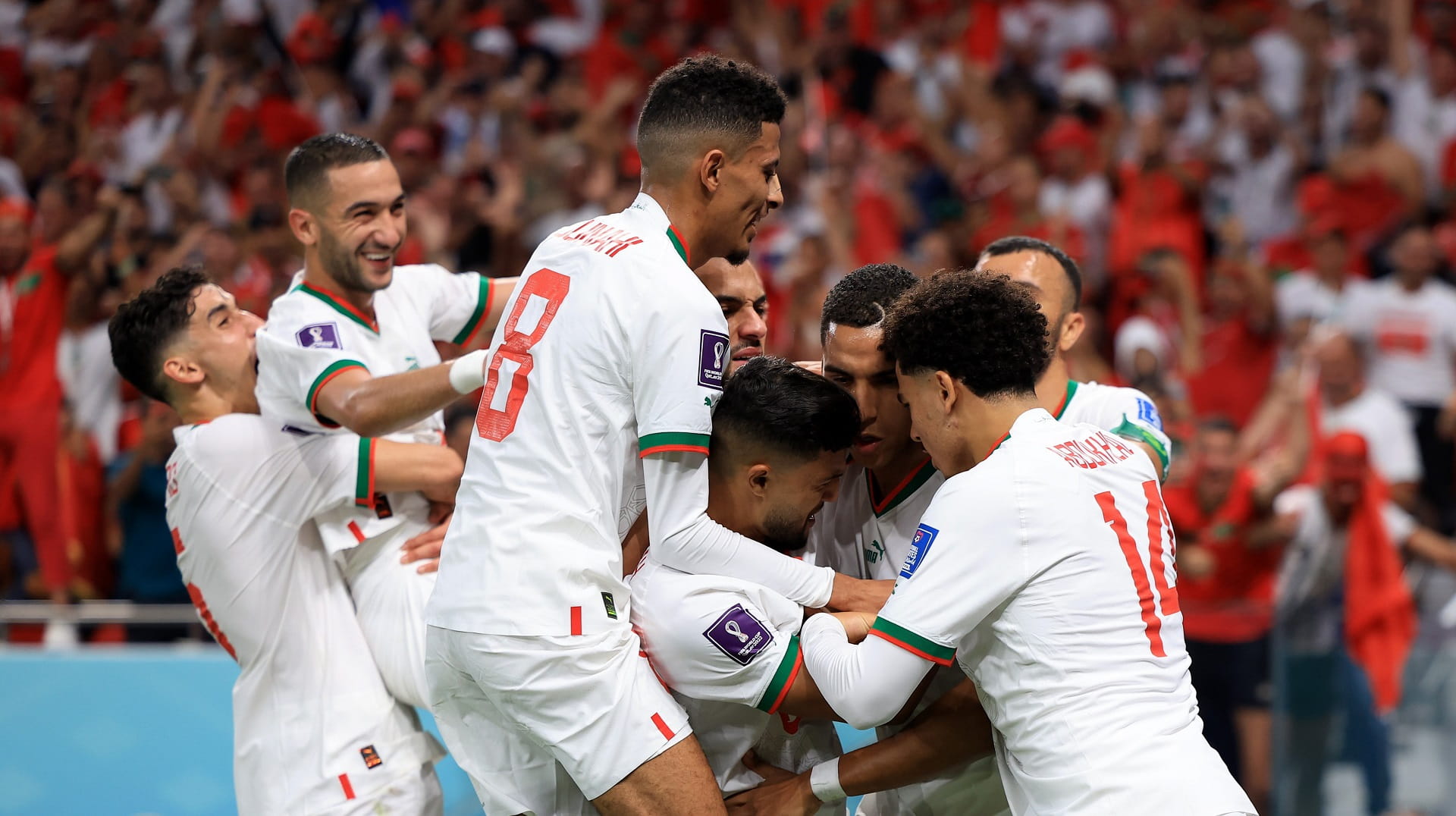Image for the title: Morocco upset Belgium 2-0 at World Cup 