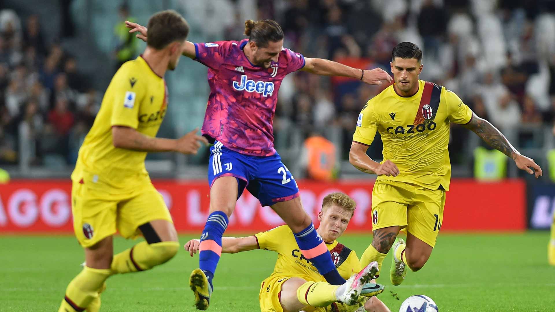 Image for the title: Juve beat Bologna 3-0 as Kostic scores first Serie A goal 