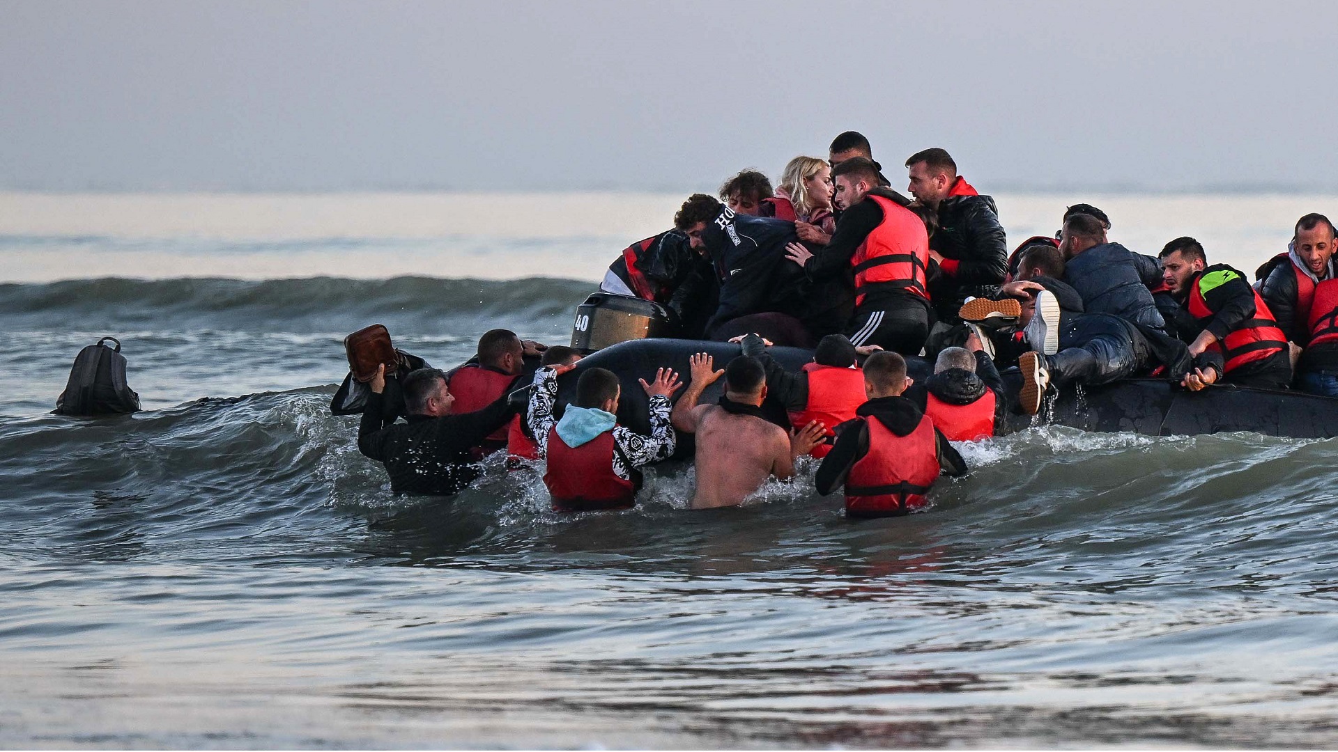 Image for the title: More than 360 migrants rescued at sea trying to reach Britain 