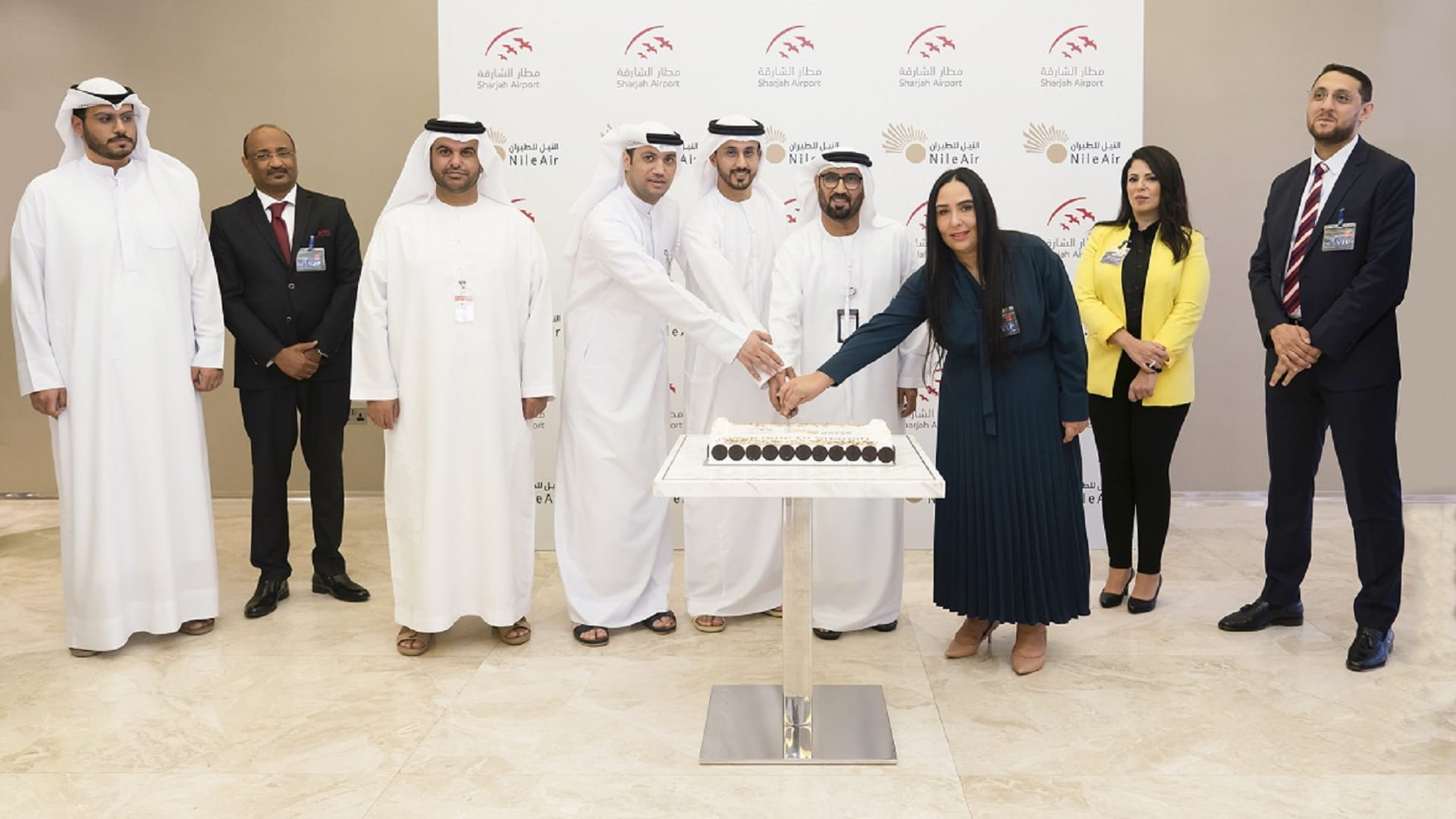 Image for the title: Sharjah Airport welcomes Nile Air’s inaugural flight 