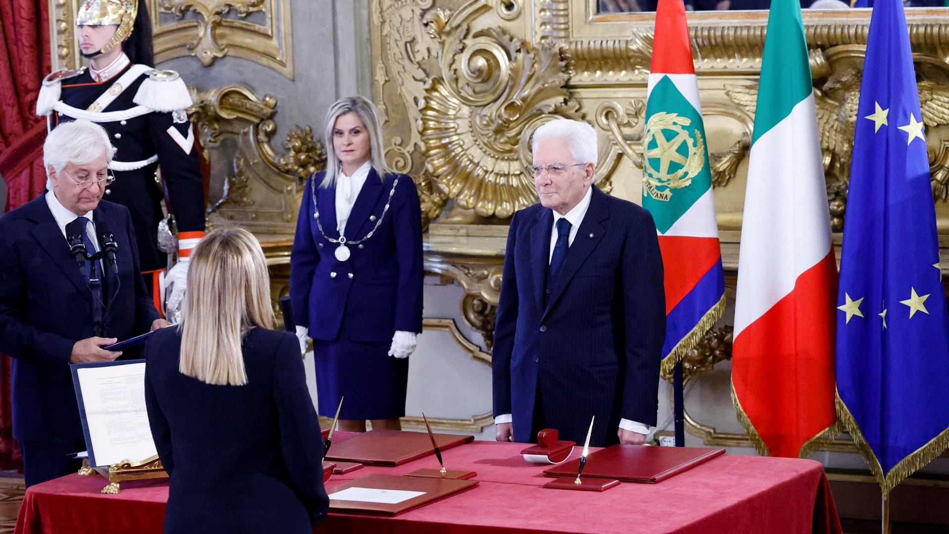 Image for the title: Giorgia Meloni sworn in as Italy's first woman premier 