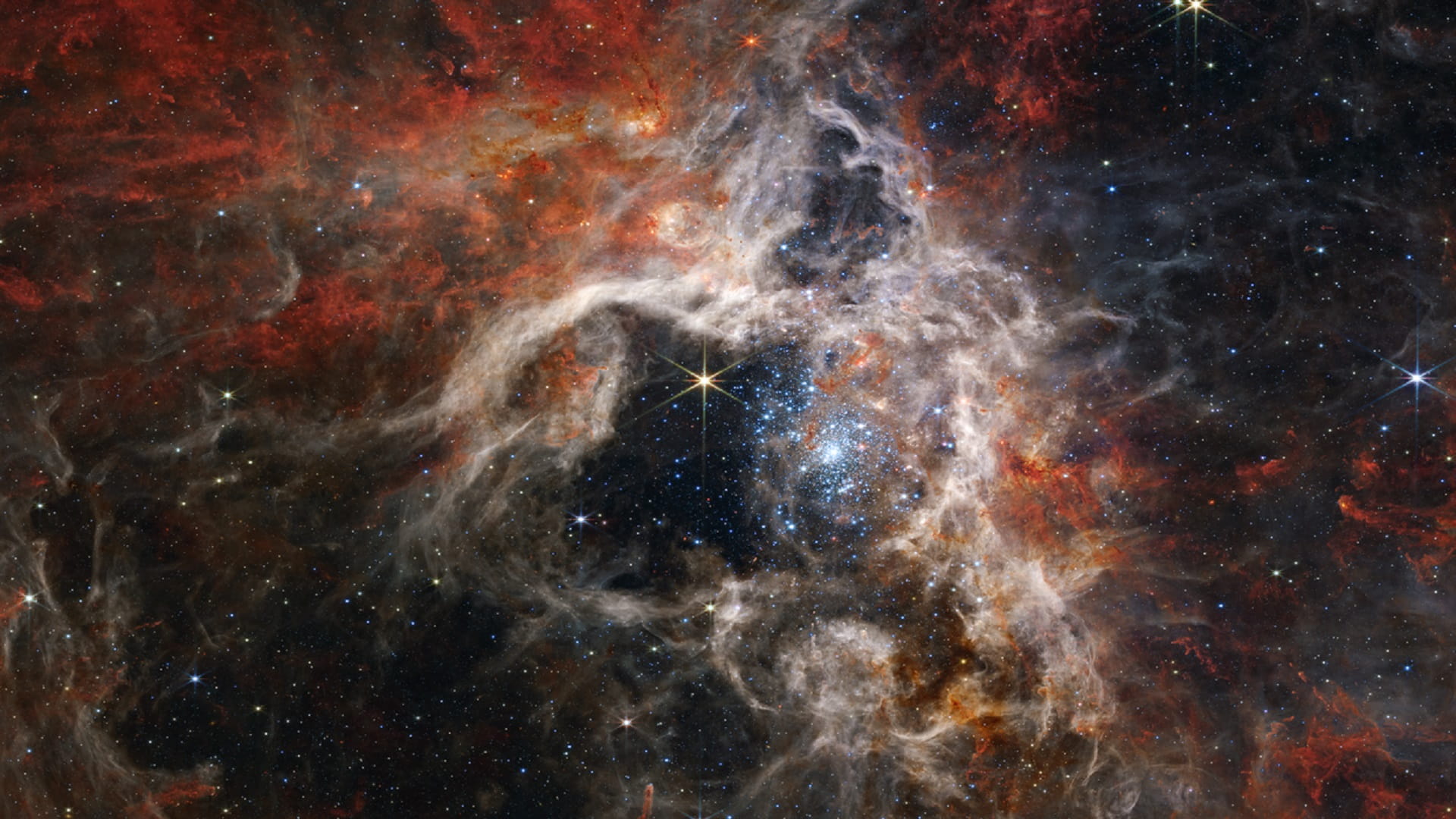 Image for the title: NASA's Webb catches Tarantula Nebula 