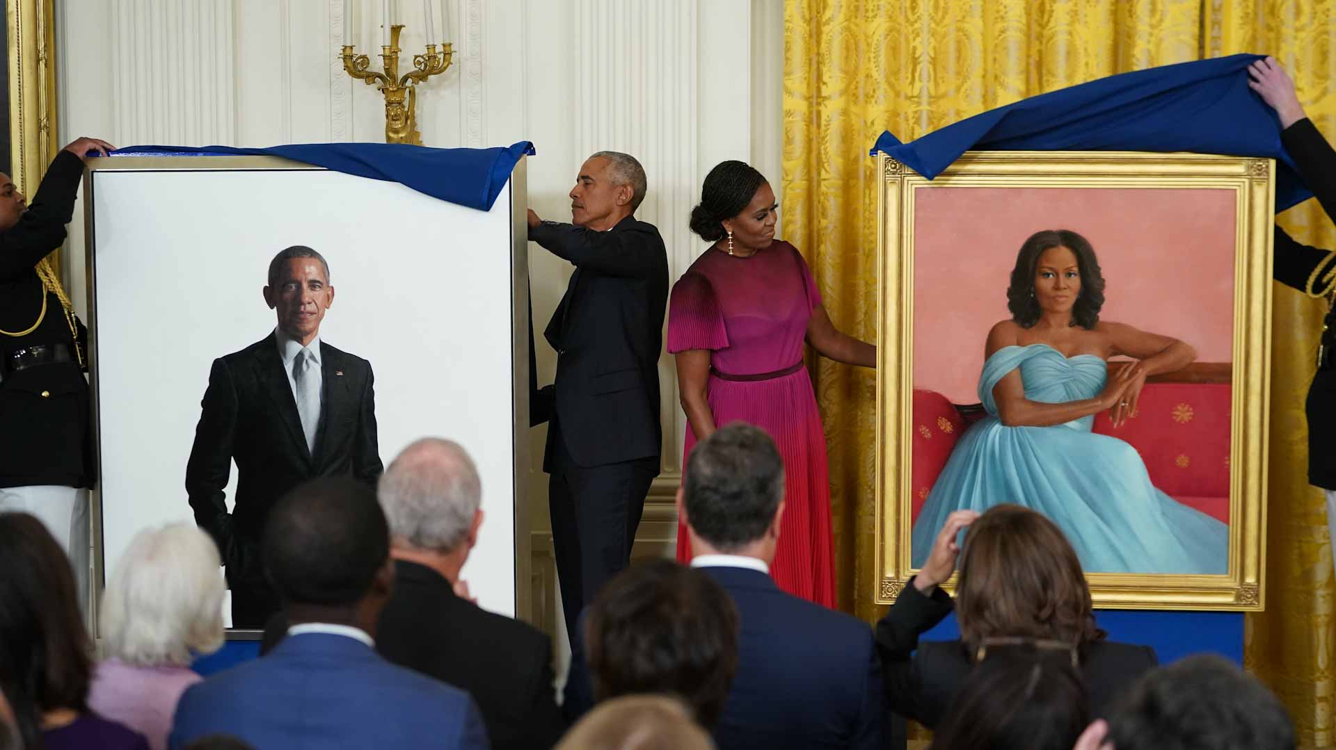 Image for the title: Obamas get their White House portraits 