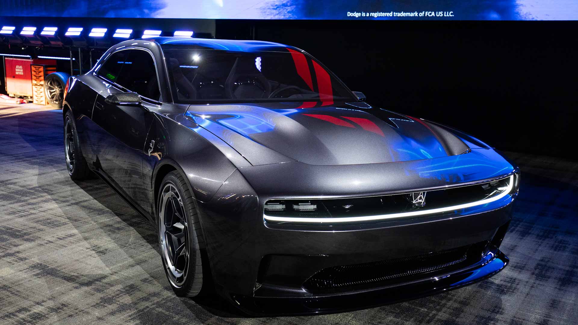 Image for the title: World’s first all-electric muscle car at Detroit Auto Show 