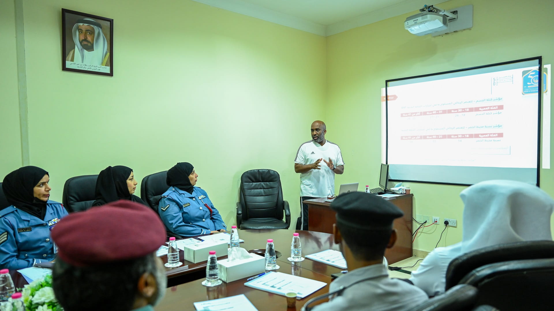 صورة بعنوان: ورش تثقيفية باللياقة البدنية والتغذية الصحية لمنتسبي شرطة الشارقة 