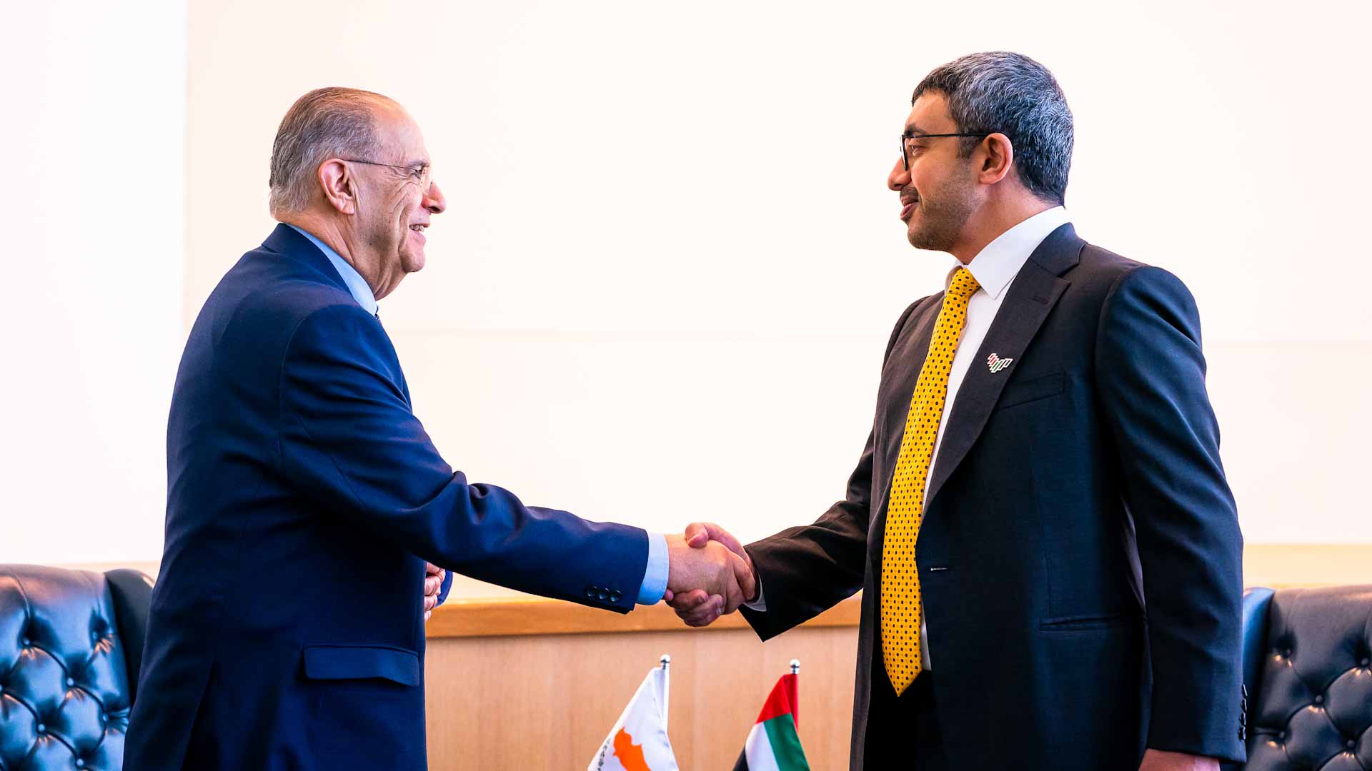 Image for the title: Abdullah bin Zayed meets Cypriot Minister of Foreign Affairs 