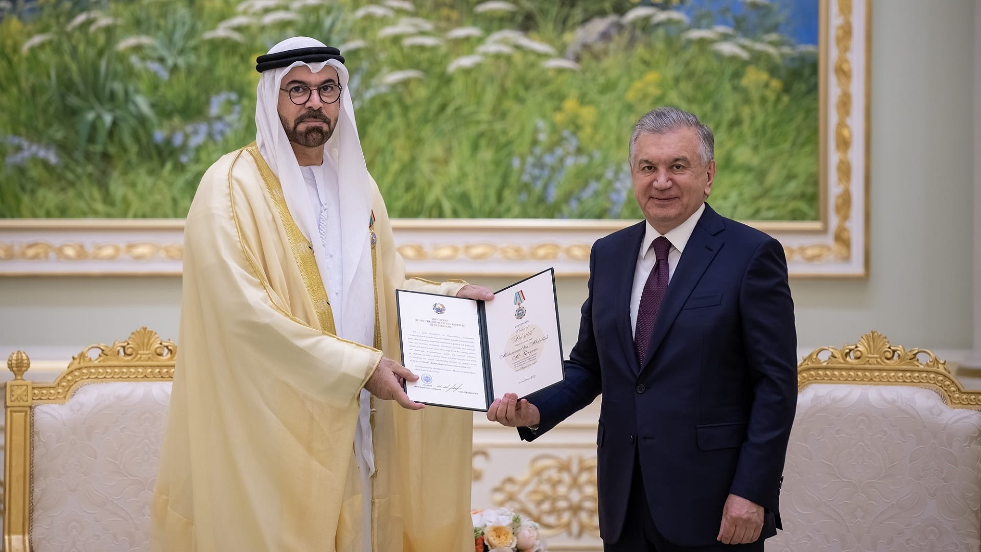 Image for the title: President of Uzbekistan confers Order of Friendship on Al Gergawi 
