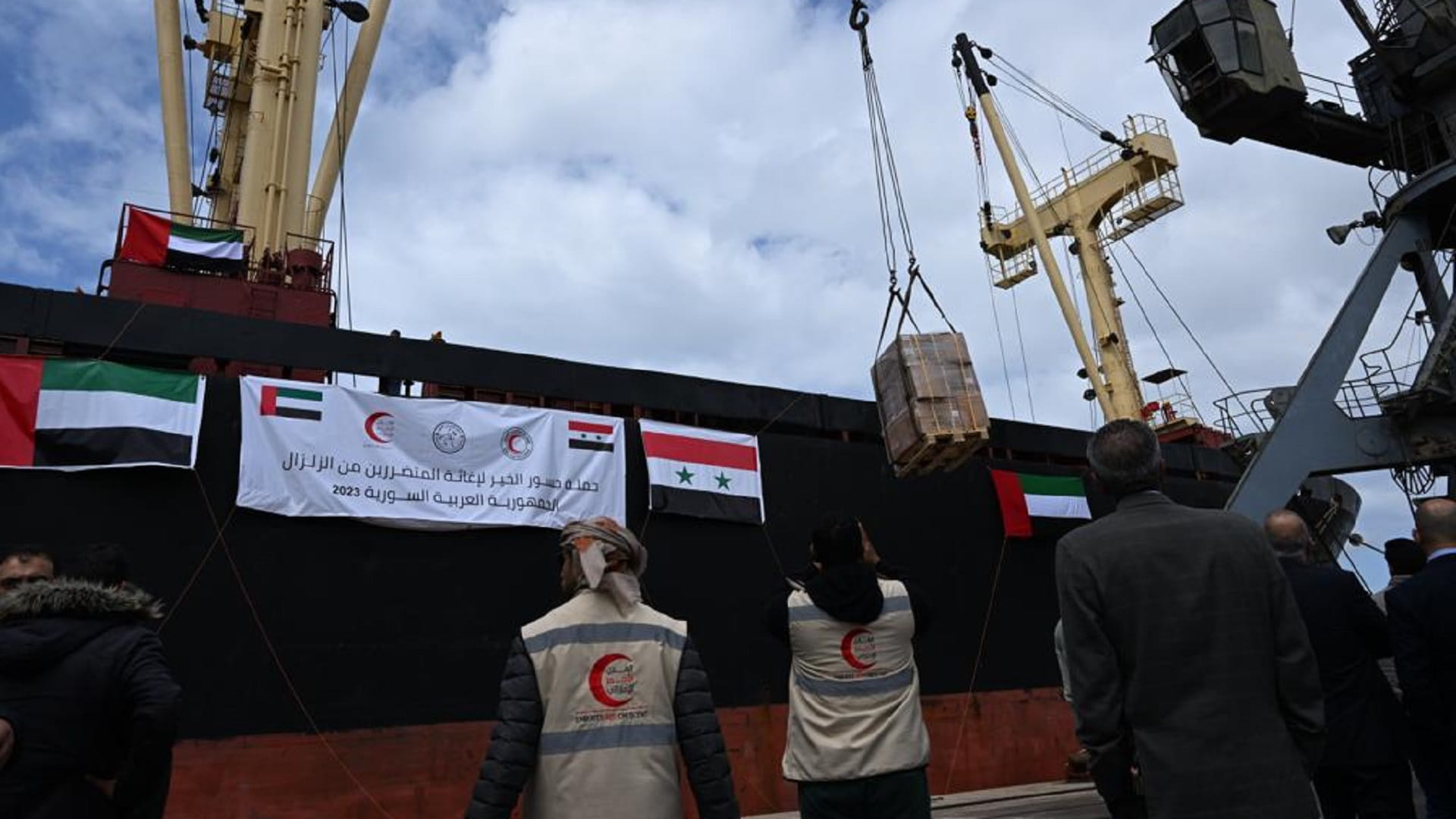 Image for the title: Third UAE aid ship arrives at Latakia Port 